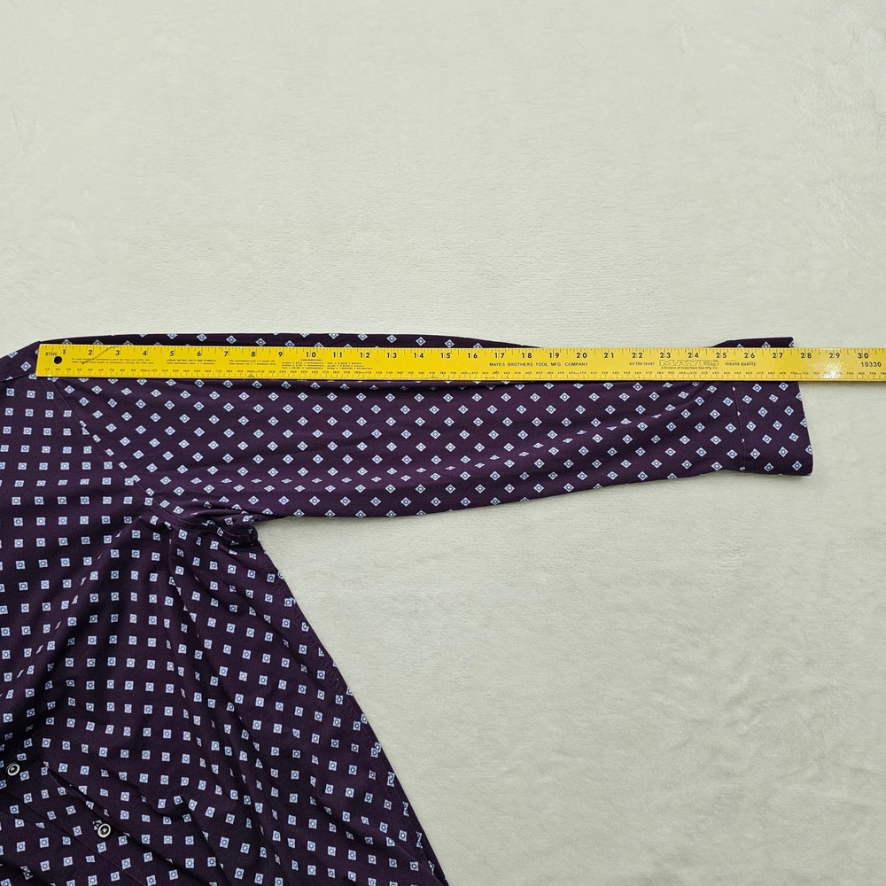 Buttercloth Button Up Shirt Mens 2XL Purple Geometric Knit Stretch Regular Fit - Picture 8 of 9